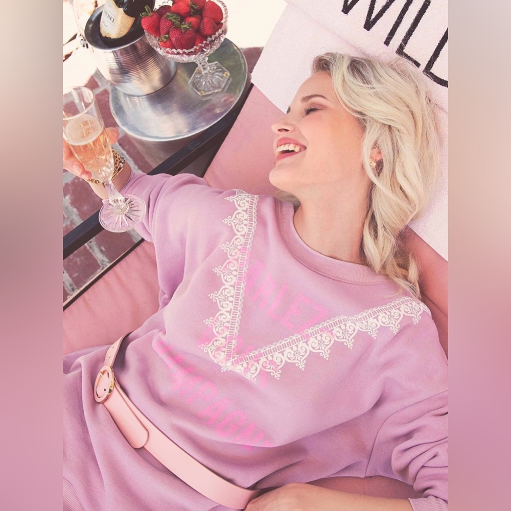 Wildfox Parlez-Vous Champagne Roadtrip Sweatshirt Size Large
